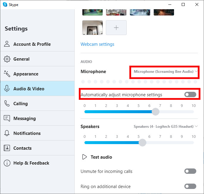 Skype Settings